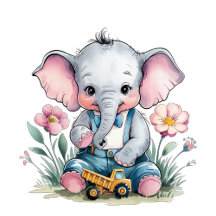 Baby Elephant with Truck Boy Baby Shower