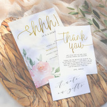 Gold Script Painted Floral Surprise Birthday Party