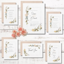 Dried Boho Floral Frame Wedding Suite