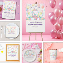 Magical cute unicorn girl birthday celebration