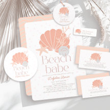 Beach Babe Seashell Pink Girl Baby Shower