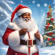 African American Santa Claus Giftwrap & Gifts