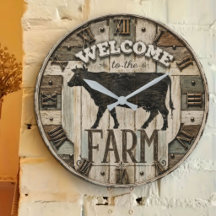 Rustic Farm Fresh Dairy Wall Clocks Collection 