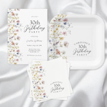 30th Birthday Party Wildflowers Watercolor Floral