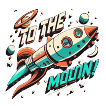 Vintage To The Moon Rocket ship