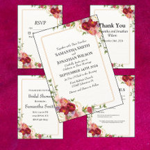 Gold Frame Watercolor Flowers Wedding Collection