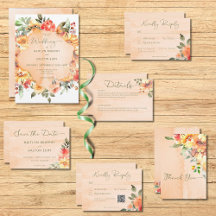 Rustic Yellow Orange & Peach Roses Wedding Suite