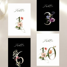 Elegant Floral Number Double Sided Table Numbers 