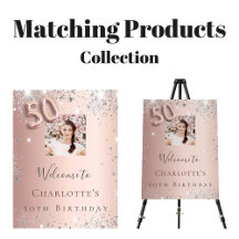 50th birthday - rose gold glitter balloon text