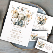 Baby Elephant Watercolor Blue Baby Shower 