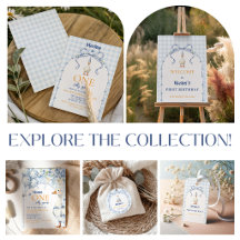 One Silly Goose Boy 1st Birthday Blue Gingham Farm