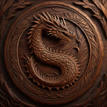 3D Effect Wood Dragons