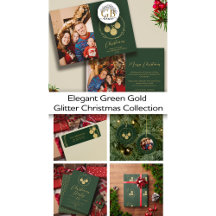 Elegant Green Gold Glitter Christmas Suite