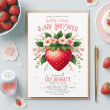 Sweet Strawberry Baby Shower Invitation Berry Baby