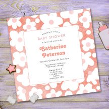 Modern Retro Pink Daisy Baby Shower