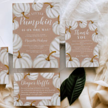 White Little pumpkin kraft fall baby shower