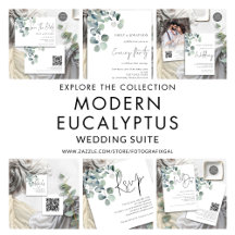 Watercolor Eucalyptus Leaves Wedding Suite