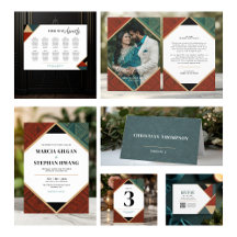 Modern Geometric Art Deco Wedding Invitation Suite