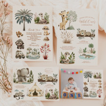 Wild One Jungle Safari Animals Boy 1st Birthday