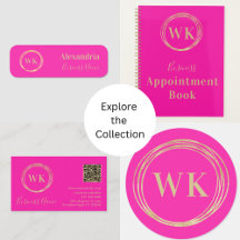 Monogram Logo Business Supplies Hot Pink Gold