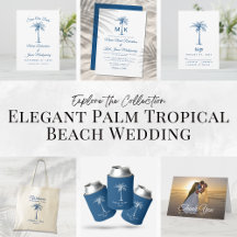 Elegant Blue Palm Tree Tropical Beach Wedding