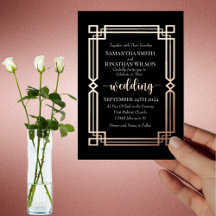 Elegant Rose Gold Foil on Black Wedding Collection