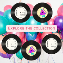 Retro 80’s record birthday party accessories