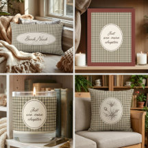 Sage Gingham Cozy Book Nook Decor Collection