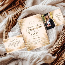 Minimalist Beige Pampas Graduation Party