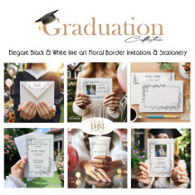 Elegant Graduation Black and white Floral Border