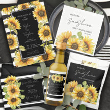 Sunflower Black White Stripes Shower or Wedding  