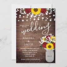 Mason Jar of Sunflowers & Roses Rustic Wedding