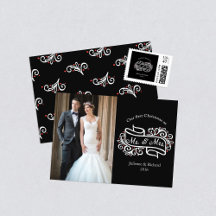 Modern Elegant Newlywed Christmas Photo Greeting