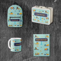 Personalized Construction Trucks School Supplies f