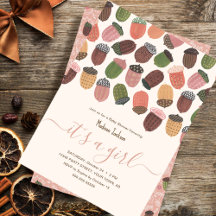 Cute Acorns fall autumn invitations 