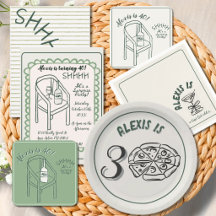 Hand Drawn Line Art Personalized Birthday Party