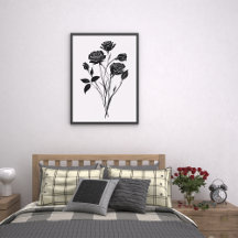 Black and white flower prints