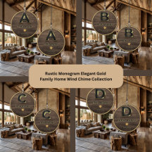 Rustic Monogram Elegant Gold 