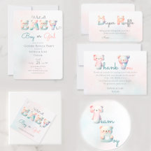 Boy or Girl Bear Colorful Gender Reveal Party