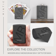 Modern Bold Monogram Dark Gray Gifts for Man