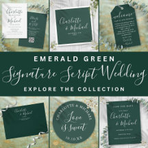 Elegant Script Emerald Green Wedding Suite