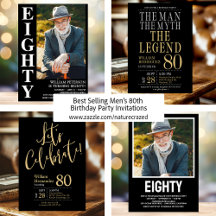 Best Selling Men's 80th Birthday Party Invitations