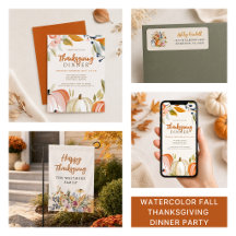 Watercolor Fall Thanksgiving Dinner Party