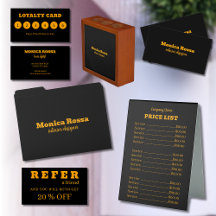 Modern Neon Orange Black Business