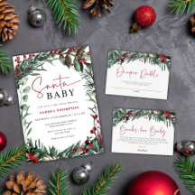 Watercolor Christmas Santa Baby Baby Shower