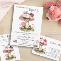 Ladybug on Mushroom Pink Baby Shower 