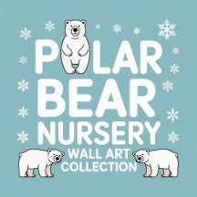 Cozy Polar Bear Nursery Wall Art Watercolor Winter