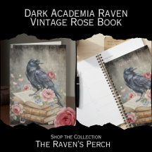 Vintage Rose Book Raven - Dark Academia Style