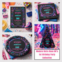 Modern Retro Neon 80’s 1st Birthday Collection