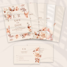 Rose Gold Floral Mousse Monogram Wedding Suite